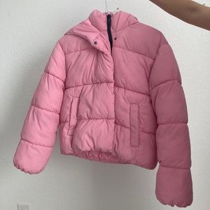 Pink puffer jacket